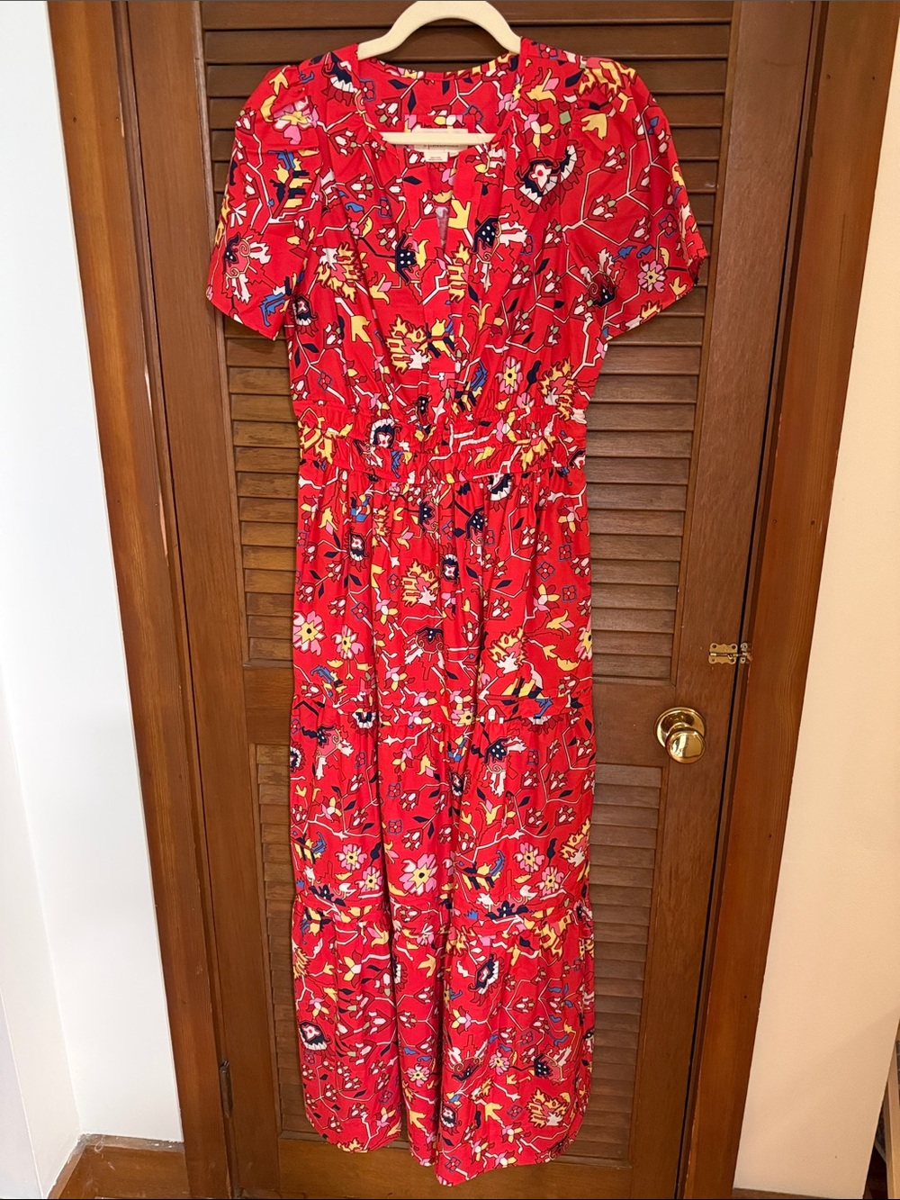 Anthropologie Somerset Red Print Maxi Dress